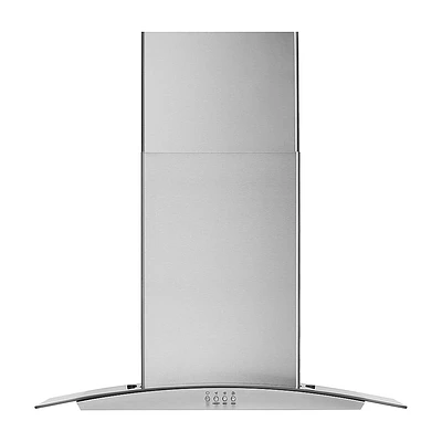 Whirlpool - 30" Curved Glass Wall Mount Range Hood - Stainless Steel