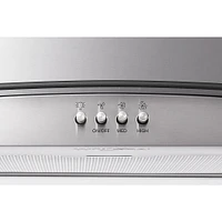 Whirlpool - 30" Curved Glass Wall Mount Range Hood - Stainless Steel