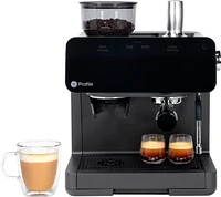 GE Profile - Semi-Automatic Espresso Machine with 15 bars of pressure, Milk Frother, and Built-In Wi-Fi - Black