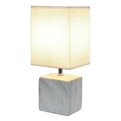 Simple Designs - Petite Marbled Ceramic Table Lamp with Fabric Shade