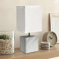 Simple Designs - Petite Marbled Ceramic Table Lamp with Fabric Shade