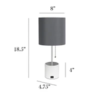 Simple Designs - Hammered Metal Organizer Table Lamp with USB charging port and Fabric Shade