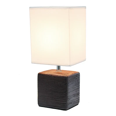 Simple Designs - Petite Faux Stone Table Lamp with Fabric Shade