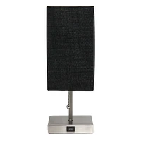 Simple Designs - Petite Stick Lamp with USB Charging Port and Fabric Shade
