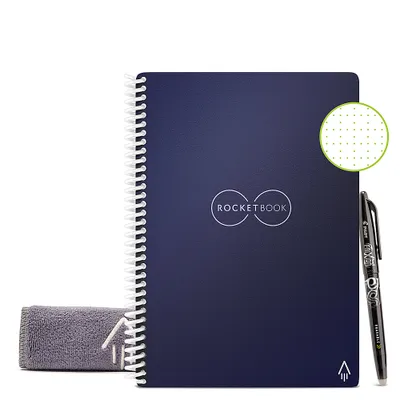 Rocketbook - Core Smart Reusable Notebook Dot-Grid 6" x 8.8" - Midnight Blue