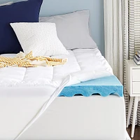 Sleep Innovations - 4" Cooling Gel Memory Foam Mattress Topper with Cover - Full - Blue