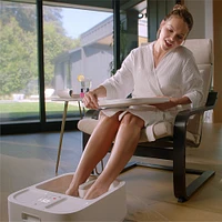 Sharper Image - Hydro Spa Plus Foot Bath Massager, Heated with Rollers and LCD Display - White