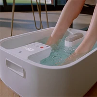 Sharper Image - Hydro Spa Plus Foot Bath Massager, Heated with Rollers and LCD Display - White