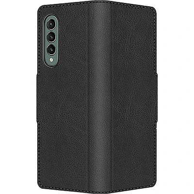 SaharaCase - Leather Folio Wallet Case for Samsung Galaxy Z Fold3 5G - Black