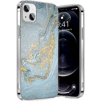 SaharaCase - Marble Series Case for Apple iPhone 13 - Blue/Gold