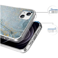 SaharaCase - Marble Series Case for Apple iPhone 13 - Blue/Gold