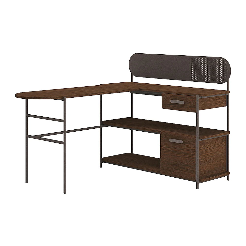 Sauder - Radial L Desk - Umber Wood