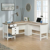 Sauder - Cottage Road L with Oak Finish Top Desk - Soft White