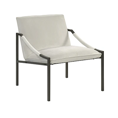 Sauder - Dakota Pass Chair Velvet Accent Chair with Bronze Fram - Ivory