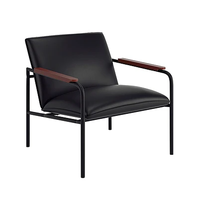Sauder - Boulevard Cafe Faux Leather  Lounge Chair - Black