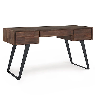 Simpli Home - Lowry Desk with Deep Drawers - Distressed Charcoal Brown