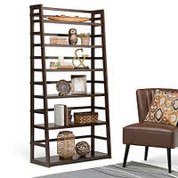Simpli Home - Acadian Wide Ladder Shelf Bookcase - Brunette Brown
