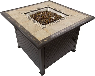 AZ Patio Heaters - Square Tile Top Fire Pit - Brown