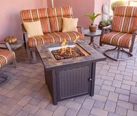 AZ Patio Heaters - Heaters Square Slate Fire Pit - brown