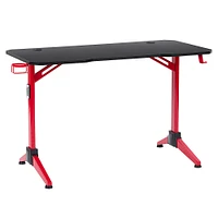 CorLiving - Conqueror Gaming Desk with LED Lights - Red and Black