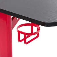 CorLiving - Conqueror Gaming Desk with LED Lights - Red and Black