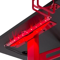 CorLiving - Conqueror Gaming Desk with LED Lights - Red and Black