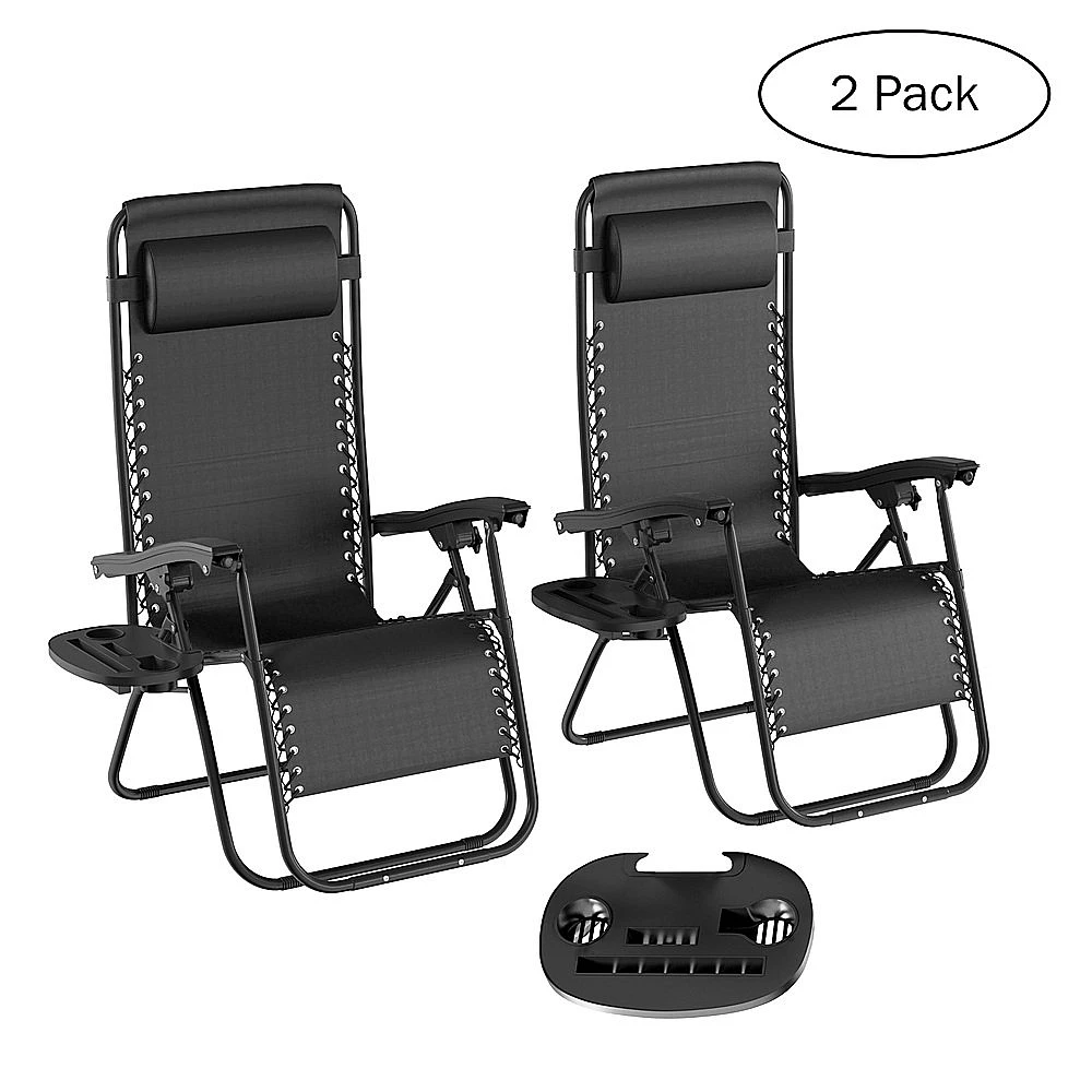 Hastings Home - Anti-Gravity Lounge Chairs Set of 2 - Black