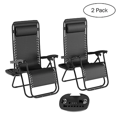 Hastings Home - Anti-Gravity Lounge Chairs Set of 2 - Black