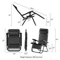 Hastings Home - Anti-Gravity Lounge Chairs Set of 2 - Black