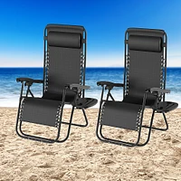 Hastings Home - Anti-Gravity Lounge Chairs Set of 2 - Black