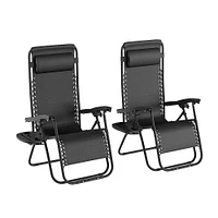 Hastings Home - Anti-Gravity Lounge Chairs Set of 2 - Black