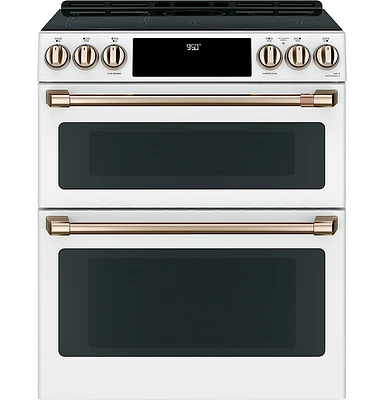 Café - 7.0 Cu. Ft. Slide-In Double Oven Electric Induction Convection Range - Matte White