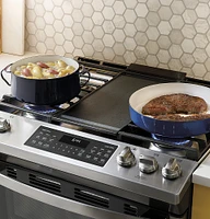 GE Profile - 5.7 Cu. Ft. Slide-In Dual Fuel True Convection Range with No Preheat Air Fry and Wi-Fi - Stainless Steel