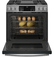 GE Profile - 5.6 Cu. Ft. Slide-In Gas True Convection Range with Built-In WiFi and Hot Air Frying - Stainless Steel