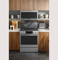 GE Profile - 5.6 Cu. Ft. Slide-In Gas True Convection Range with Built-In WiFi and Hot Air Frying - Stainless Steel