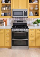 GE - 6.8 Cu. Ft. Freestanding Double-Oven Gas Convection Range with Self-Steam Cleaning and No-Preheat Air Fry - Stainless Steel