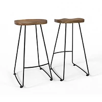 Simpli Home - Amberly Saddle Bar Stool (Set of 2) - Natural/Black