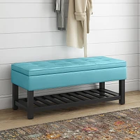 Simpli Home - Cosmopolitan Storage Ottoman Bench with Open Bottom - Soft Blue