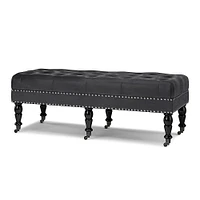 Simpli Home - Henley Tufted Ottoman Bench - Distressed Black