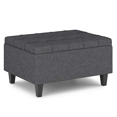 Simpli Home - Harrison Small Coffee Table Storage Ottoman - Slate Grey