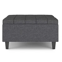 Simpli Home - Harrison Small Coffee Table Storage Ottoman - Slate Grey