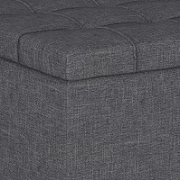 Simpli Home - Harrison Small Coffee Table Storage Ottoman - Slate Grey