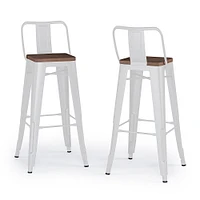 Simpli Home - Rayne Metal and Wood Bar Stool (Set of 2) - White