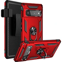 SaharaCase - Kickstand with Belt Clip Case for Google Pixel 6 Pro - Red