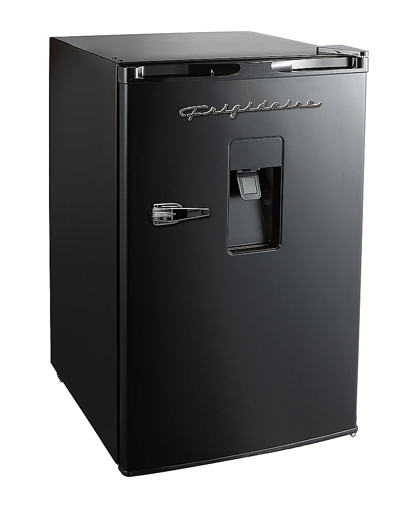 Frigidaire - Retro Compact Mini Fridge, Chrome Handles, 4.5 Cu Ft, Built-in Water Dispenser - Black