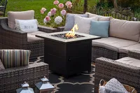 Mr. Bar-B-Q - Outdoor Fire Pit with Steel Mantel - Black