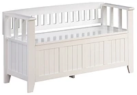 Simpli Home - Acadian Entryway Storage Bench With Backrest - White