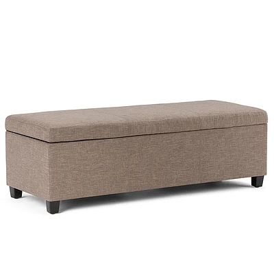 Simpli Home - Avalon Rectangular Polyester Ottoman With Inner Storage