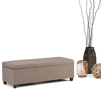 Simpli Home - Avalon Rectangular Polyester Ottoman With Inner Storage