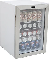 Whynter - 90-Can Beverage Refrigerator - White cabinet with stainless steel trim